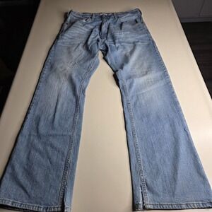 Levi's Signature Bootcut Jeans Men W33 L30 Light Wash WaterLess Denim Distressed